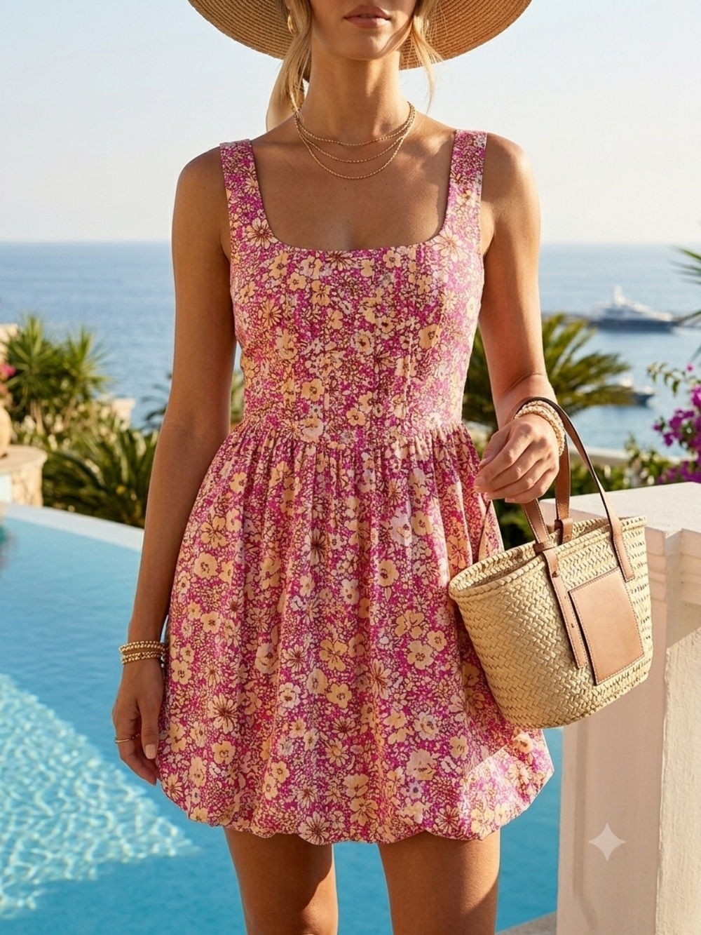 Band of the Free Floral Bubble Hem Mini Dress Large